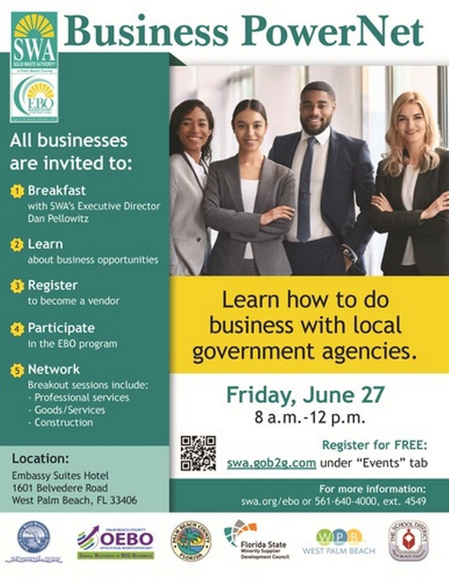 Join the Solid Waste Authority of Palm Beach County for a networking opportunity to learn how to do business with local governmental agencies. RSVP Here: business.blackchamberpbc.com/events/details…