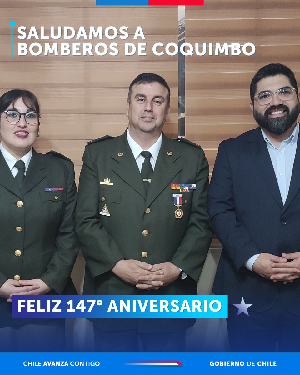 Le enviamos un caluroso abrazo a los hombres y mujeres del Cuerpo de Bomberos de #Coquimbo.
Gracias por llevar en alto el honor y los valores del compromiso y la vocación de servicio.