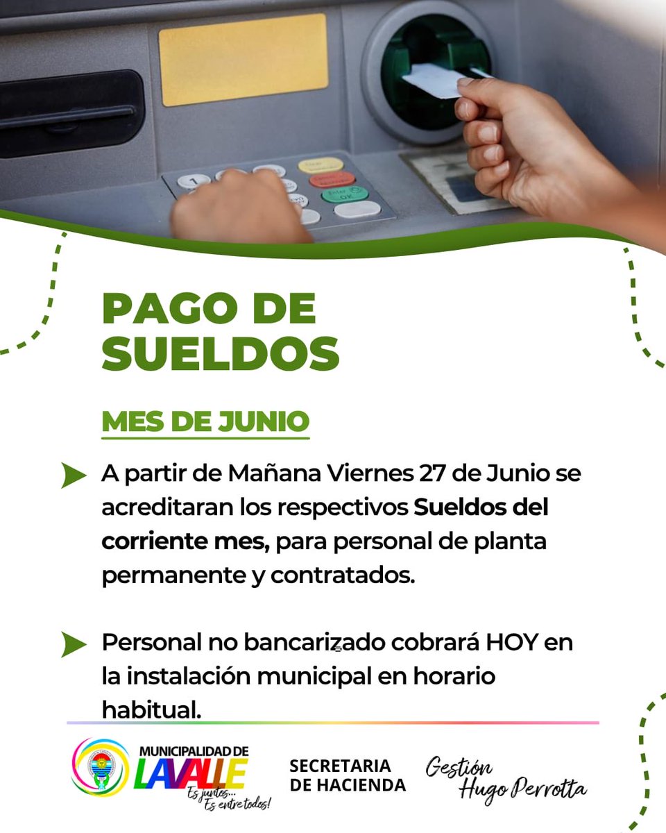 hugoperrotta's tweet photo. Haberes mes de junio https://t.co/WgNoaq2Rda