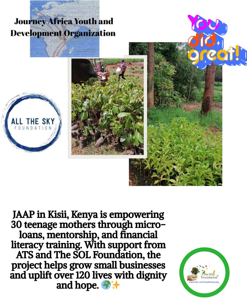 🎉 Big news!
 JAAP Kenya received an ATS grant to support 30 teen moms with training, mentorship &amp; micro-loans to grow their businesses.
Proudly supported by #thesolfoundation 💛

#SOLEmpowerment #ATSgrants #TeenMomsRise #WomenInBusiness #KenyaImpact #YouthDevelopment #donate