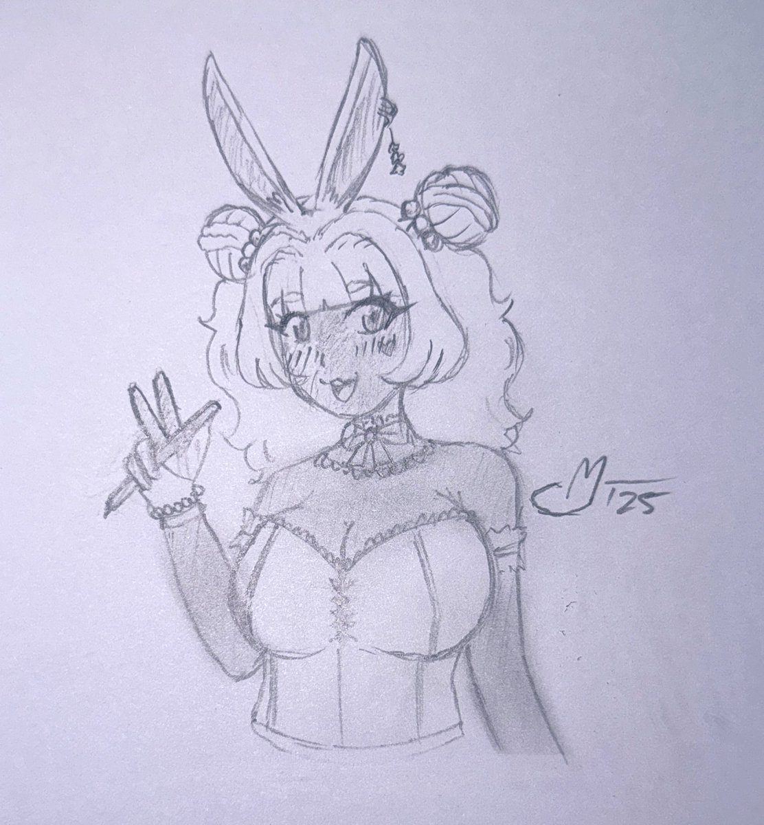mallow_VT's tweet photo. Drawing artist friends’ OCs traditionally, part 3.

This time I decided to draw @jadadesirae !
Thank you so much for giving Mallow the bazongas and badonkadonk she deserves~! Hope to commission you again in the near future! 💙🍬🐰💙
#vtuber #artistsontwitter #VTuberArt https://t.co/XJLgR0RvwB