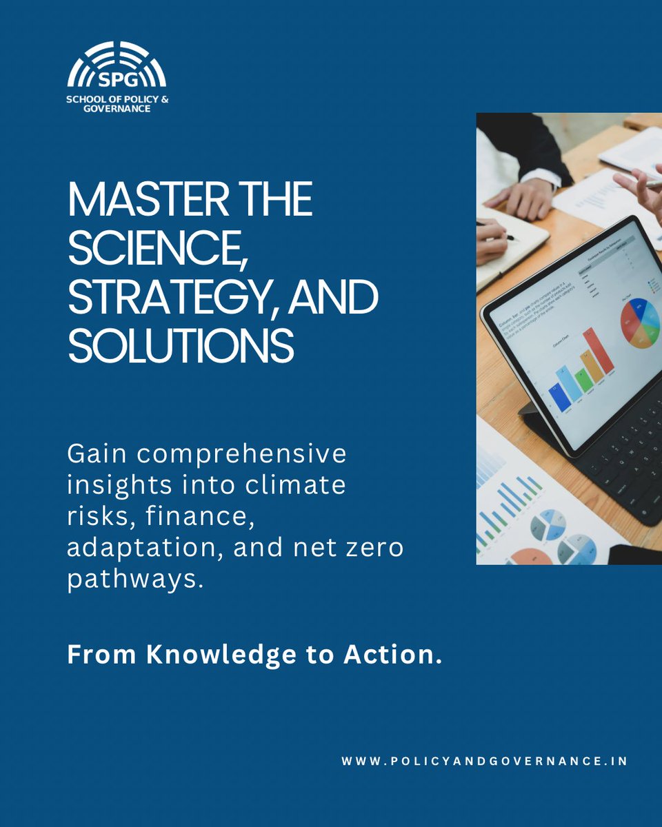 From climate finance to adaptation, sustainability to net zero pathways—this program is your gateway to actionable knowledge.

🎓 From knowledge to real-world change.

🔗 policyandgovernance.in

#ClimateScience #ClimateStrategy #NetZeroPathways #SPGIndia