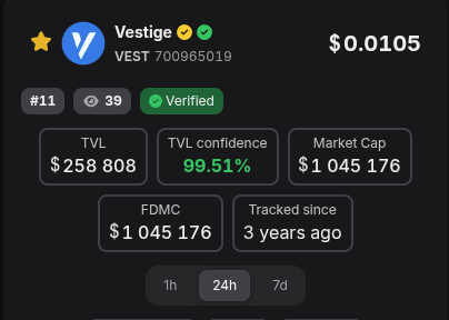 vestigefi's tweet image. Did you notice the updated logo of the VEST token?👀
Swap fee discounts apply for holders!