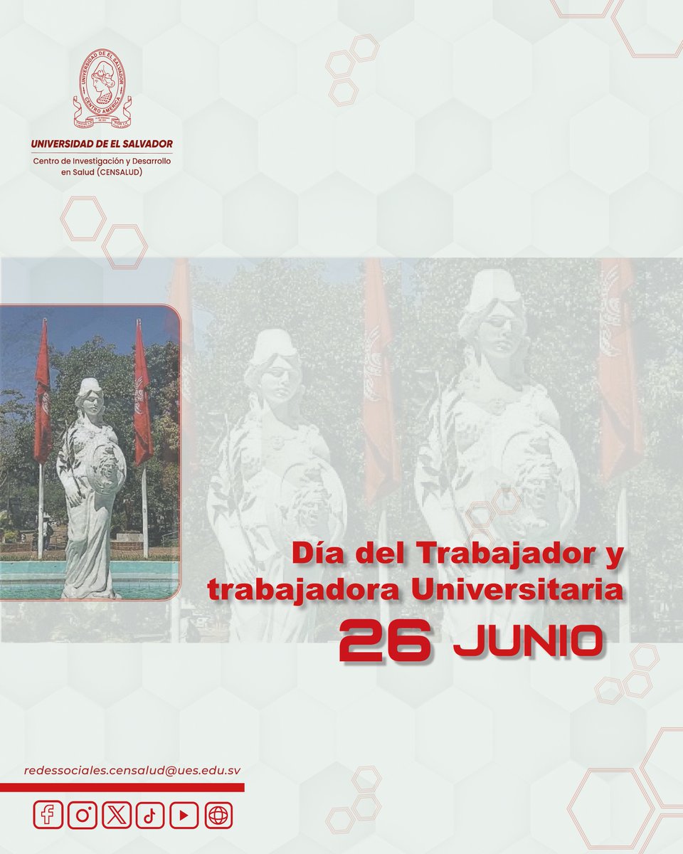#censaludues invita a la reflexión sobre la memoria histórica y el reconocimiento a los docentes y trabajadores universitarios víctimas de la intervención militar de 1980.
#censaludues #MemoriaUniversitaria #educación #saludmental #InvestigaciónCientíficaUES #CienciayTecnologia