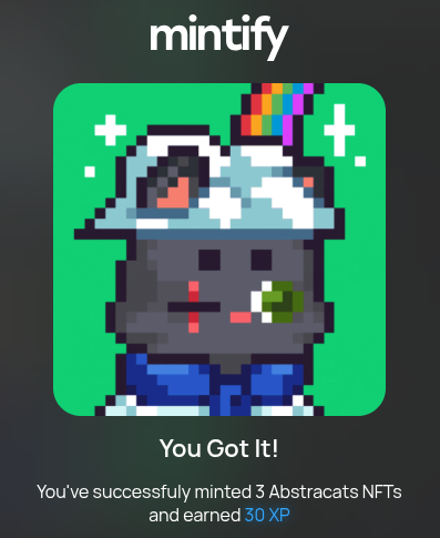 Minted 3 more <a href="/abstracatsNFT/">Abstracats</a> today, public mint goes live TOMORROW!