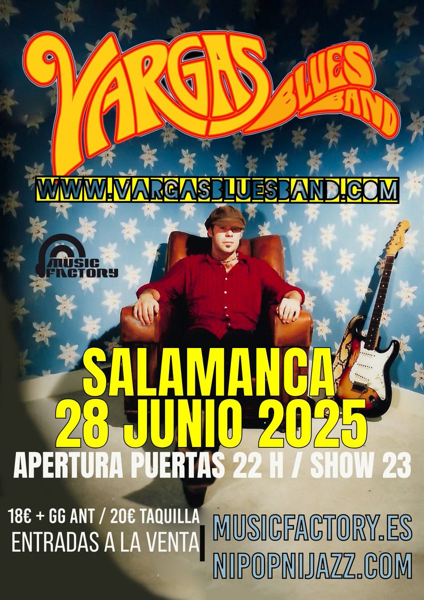 Conciertos Salamanca (@conciertosensal) on Twitter photo ¡Este Sábado! <a href="/vargasbluesband/">Vargas blues band</a> 😍
28 Junio a las 23h en sala Music Factory #Salamanca
La legendaria Vargas Blues Band llega a Salamanca para ofrecer un show cargado de talento, feeling y puro blues-rock.
Entérate de +info & +eventos en: conciertosensalamanca.com ¡Este Sábado! <a href="/vargasbluesband/">Vargas blues band</a> 😍
28 Junio a las 23h en sala Music Factory #Salamanca
La legendaria Vargas Blues Band llega a Salamanca para ofrecer un show cargado de talento, feeling y puro blues-rock.
Entérate de +info & +eventos en: conciertosensalamanca.com