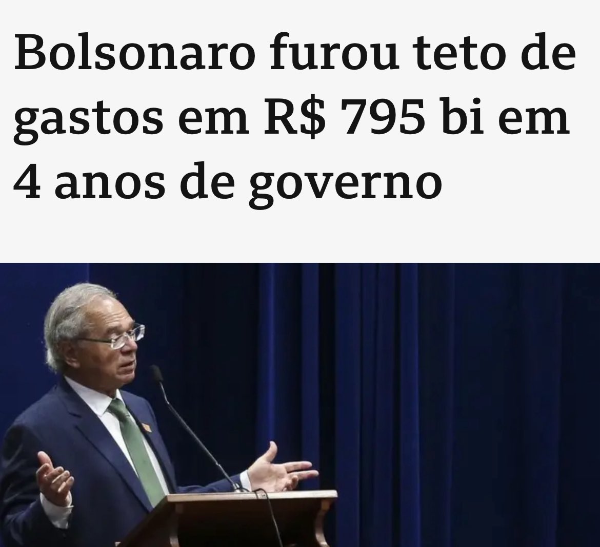 Toda vez que alguém da extrema-direita vier com um papinho sobre responsabilidade fiscal, mostre isso aqui. 👇