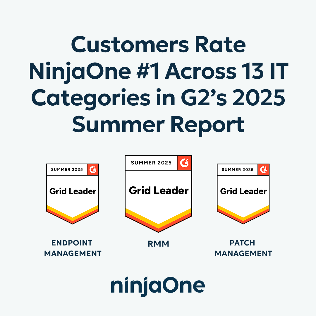 The sun’s out and so is the <a href="/G2dotcom/">G2</a> summer report where we’ve been rated #1 again! ☀️
Big thanks to our customers for making us leaders in patch management, endpoint management, RMM &amp; more. 💙
See why: ninjaone.com/g2-leader?utm_…