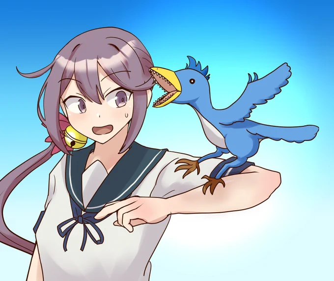 【アーケボノプテリクス】 危険度☆☆☆ 原鳥類恐竜の一種。「ボノボノ」「クソテートク」といった特徴的な鳴き声を発する。艦娘提督を見つけると何故か怒って噛みついたりするがいつも甘噛み。艦娘曙の肩に停まって昼寝するとあらゆるけがや病気から快復する。曙ちゃんは肩が凝る。