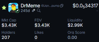 DrMemecoinnamc's tweet photo. GM ๐! ๐
$DrMeme is thriving with 207 holders strong! ๐ช
Drop a comment below for an instant follow! Let's grow this community together-networking and building is the core of our utility! ๐
#DrMeme #CryptoCommunity https://t.co/tZG7kM1OS9