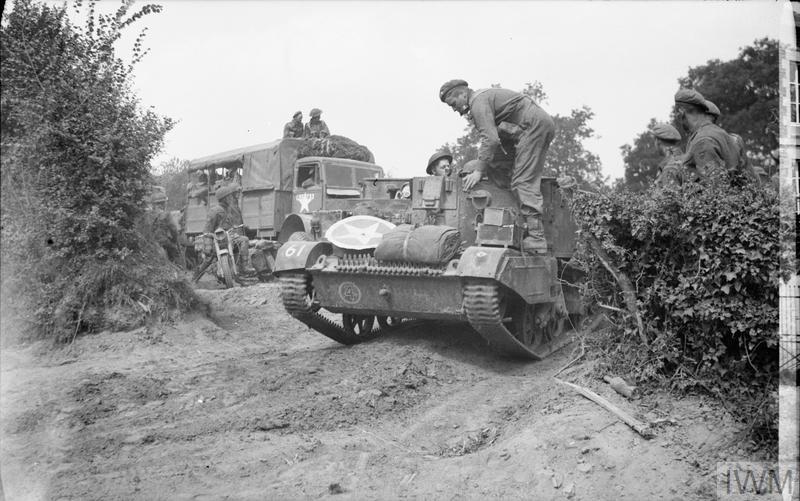 A Bren carrier of the 1st (Motor) Grenadier Guards, Guards Armoured Division, pictured near Le Tourneur, France, 2 August 1944.

Image: IWM (B 8523)