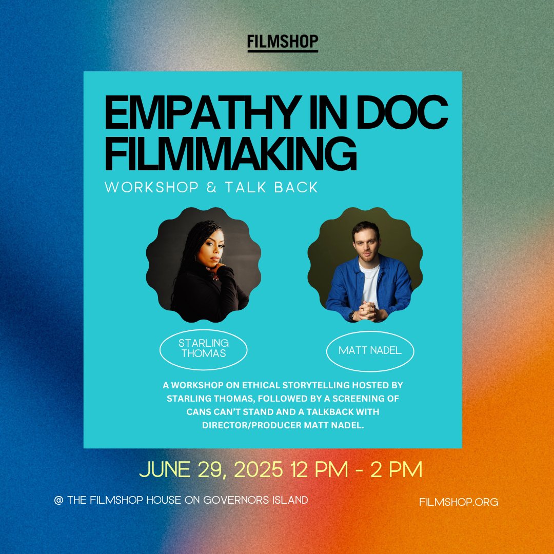 🎬 Join us June 29 on Governors Island for Empathy in Filmmaking — a workshop w/ Starling Thomas + screening of CANS Can’t Stand, followed by a talkback w/ director Matt Nadel &amp; activist Wendi Cooper. 🎟️ Free w/ RSVP loom.ly/NRCh9p8 #Pride2025 #BLMMonth #QueerDocs