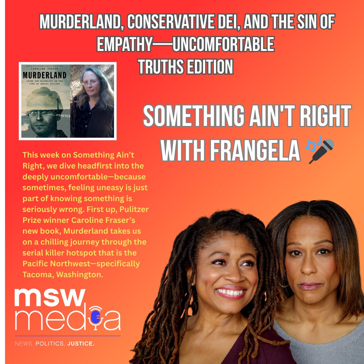 New #SomethingAintRight with <a href="/frangeladuo/">Frangela</a> #MSWMedia 🎤

Guest: <a href="/carolinefraser/">Caroline Fraser</a> 

Listen: redcircle.com/shows/frangela…