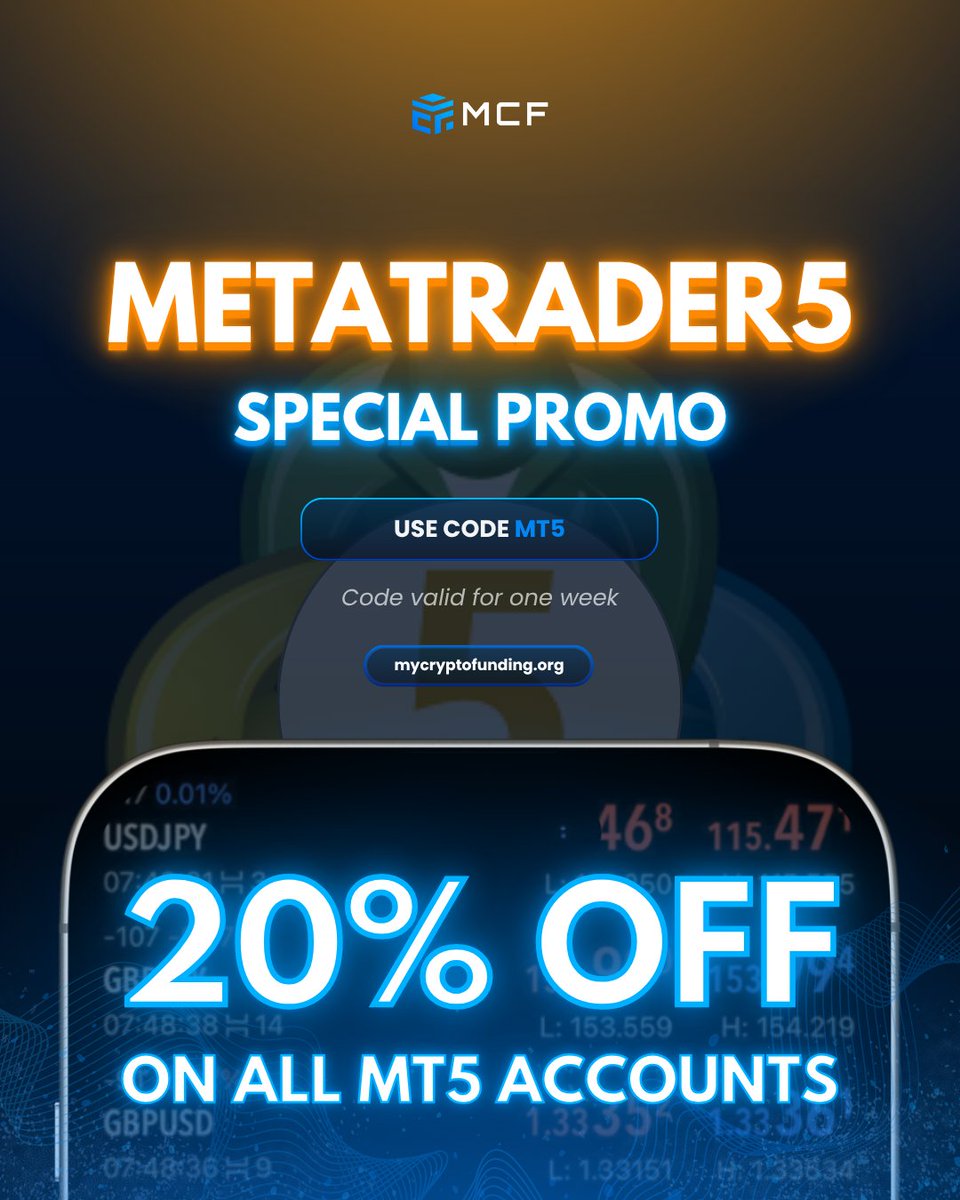 🚨 MT5 is BACK at MCF! 🚨

Yes, you heard it right — and this time, it's with our own broker 💼⚡️

To celebrate, we’re running a 20% OFF promo!

🎁 Use code MT5 at checkout.

Start trading now at 👉 mycryptofunding.org