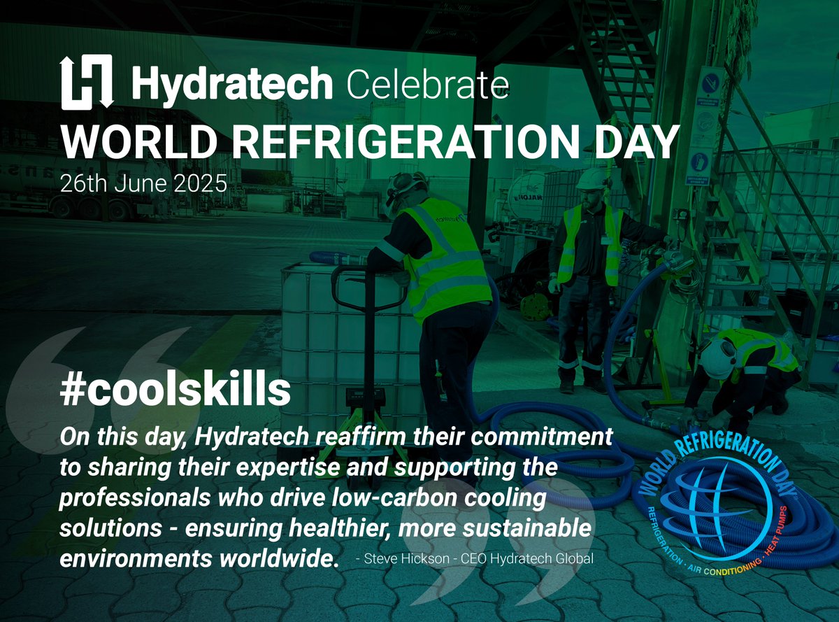 Hydratech (@hydratechgroup) on Twitter photo We are proud to join the global HVAC&R community in celebrating today’s World Refrigeration Day <a href="/WorldRefDay/">World Refrigeration Day</a>. We bring “Cool Skills” to life - working in technical partnership with leading HVAC&R designers to advance sustainable, efficient cooling.
#WorldRefrigerationDay We are proud to join the global HVAC&R community in celebrating today’s World Refrigeration Day <a href="/WorldRefDay/">World Refrigeration Day</a>. We bring “Cool Skills” to life - working in technical partnership with leading HVAC&R designers to advance sustainable, efficient cooling.
#WorldRefrigerationDay