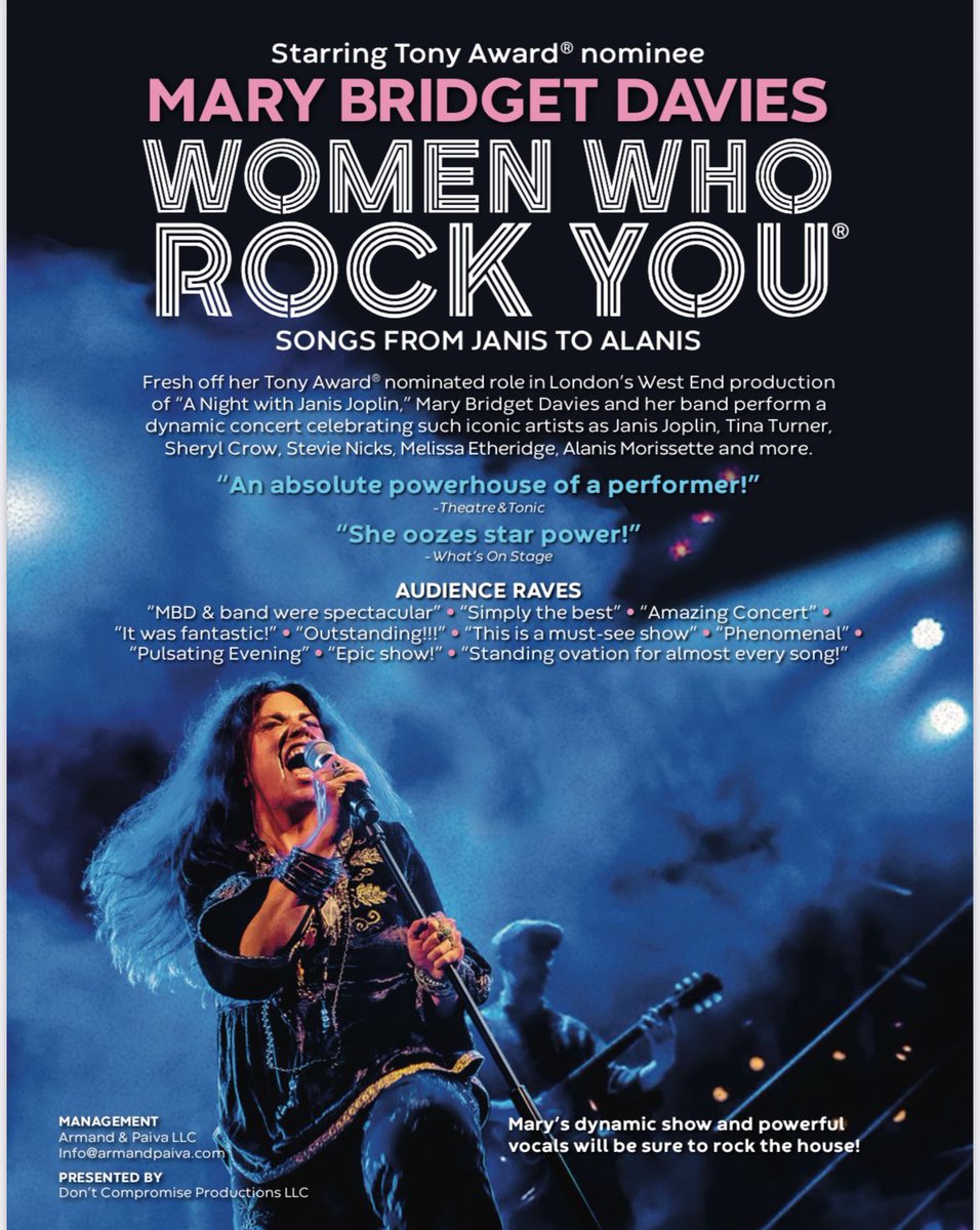 NYC… it’s almost here and with limited seats left! Only a few days away from hitting the stage at Joe’s Pub on Monday night at 9:30 PM — and we cannot wait to bring this music to life for you!

publictheater.org/productions/jo…

#WomenWhoRockYou #JoesPub #NYC #livemusic #MaryBridgetDavies