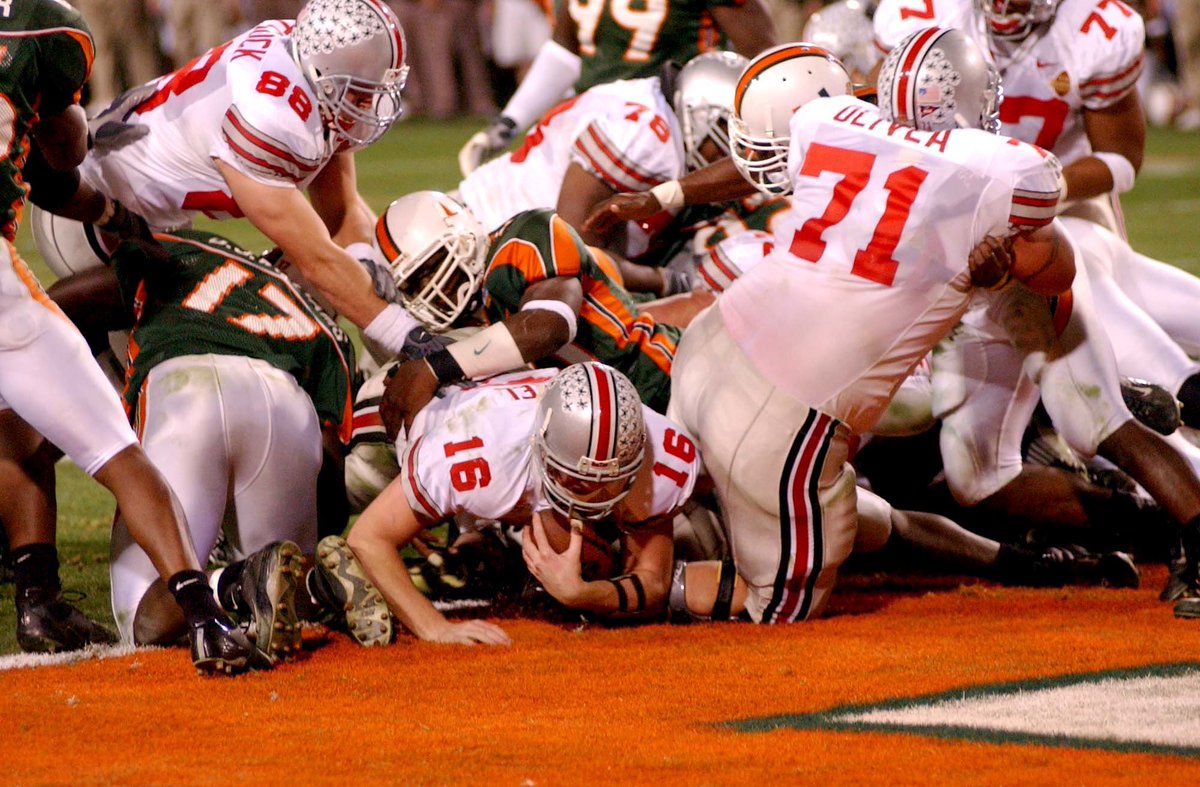 Andy Shultz (@andyjshultz) on Twitter photo Only 28 Thursdays before <a href="/vrbo/">Vrbo</a> <a href="/Fiesta_Bowl/">Fiesta Sports Foundation</a> returns for a <a href="/CFBPlayoff/">College Football Playoff</a> semi-final <a href="/StateFarmStdm/">State Farm Stadium</a>.
Flashback 2003: <a href="/OhioStateFB/">Ohio State Football</a> QB Craig Krenzel scores from 1-yard. The Buckeyes would win a 2-OT thriller 31-24 in Tempe.
Photo: Fiesta Sports Foundation. <a href="/Fiesta_Bowl/">Fiesta Sports Foundation</a> <a href="/BowlSeason/">Bowl Season</a> Only 28 Thursdays before <a href="/vrbo/">Vrbo</a> <a href="/Fiesta_Bowl/">Fiesta Sports Foundation</a> returns for a <a href="/CFBPlayoff/">College Football Playoff</a> semi-final <a href="/StateFarmStdm/">State Farm Stadium</a>.
Flashback 2003: <a href="/OhioStateFB/">Ohio State Football</a> QB Craig Krenzel scores from 1-yard. The Buckeyes would win a 2-OT thriller 31-24 in Tempe.
Photo: Fiesta Sports Foundation. <a href="/Fiesta_Bowl/">Fiesta Sports Foundation</a> <a href="/BowlSeason/">Bowl Season</a>