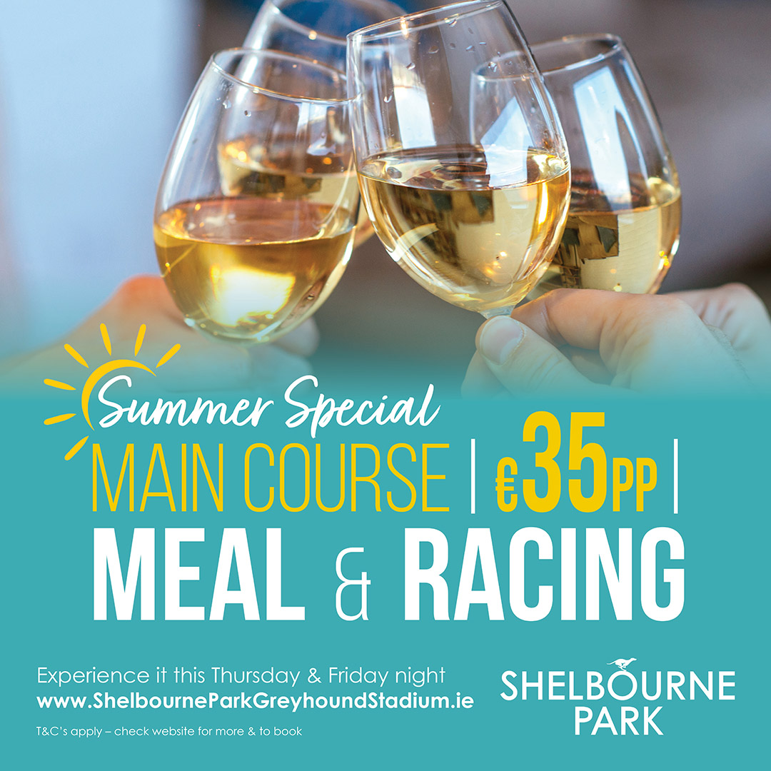 🌤️A summer night out that won’t break the bank

For just €35 per person, you’ll enjoy a Main Course Meal, a drink, admission to the races and a race programme.

Available every Thursday &amp; Friday until 31st July.

Book today ShelbourneParkGreyhoundStadium.ie

#GoGreyhoundRacing