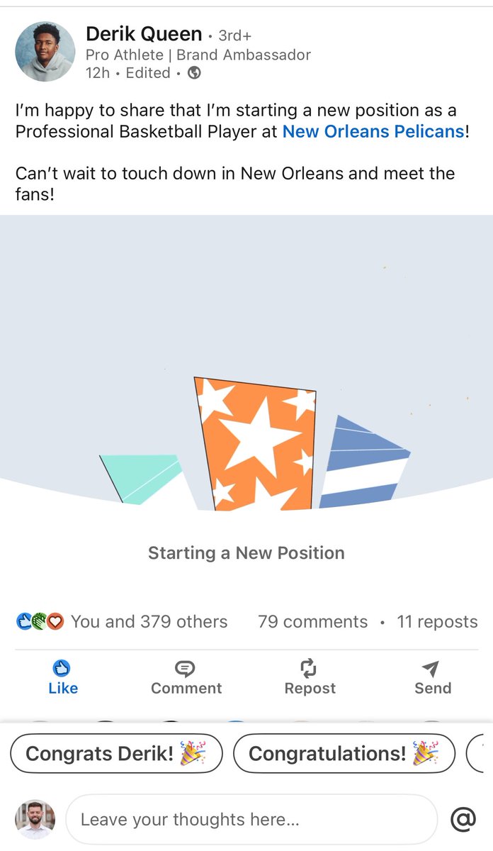 Love to see DQ with the new job update on LinkedIn.