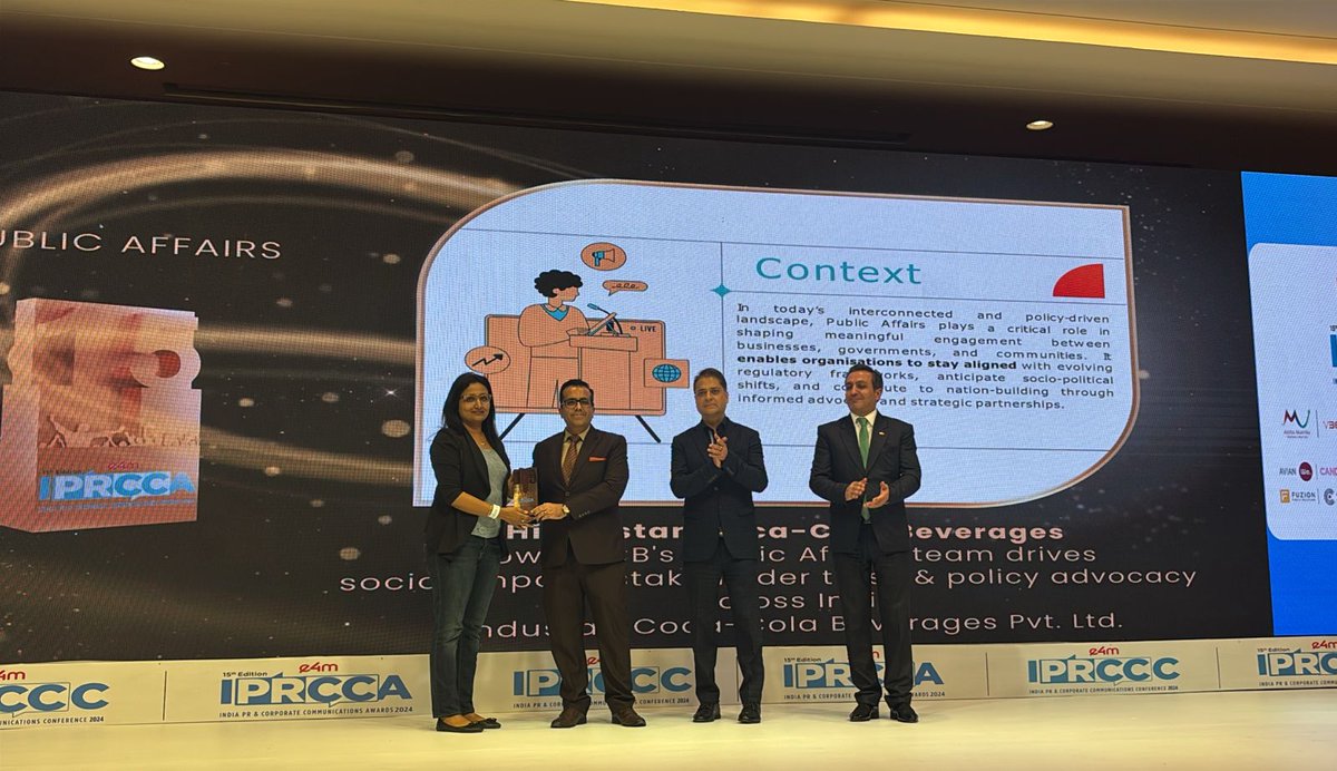 e4m Live (@e4mevents) on Twitter photo 👏 Applause to the storytellers, strategists, and communicators making waves across industries!
Category : Public Affairs
Winners : <a href="/HCCB_Official/">Hindustan Coca-Cola Beverages</a> <a href="/HCCB_Official/">Hindustan Coca-Cola Beverages</a> <a href="/Network18Group/">Network18 Group</a> <a href="/GreyMattersPR/">GreyMatters Communications</a> <a href="/GodrejCPL/">Godrej CPL</a> <a href="/GodrejIndGroup/">Godrej Industries Group</a> <a href="/indianautolpg/">Indian Auto LPG Coalition (IAC)</a> <a href="/TeamworkPR/">Teamwork Group</a>
#e4mIPRCCA #e4mPRCorpComm 👏 Applause to the storytellers, strategists, and communicators making waves across industries!
Category : Public Affairs
Winners : <a href="/HCCB_Official/">Hindustan Coca-Cola Beverages</a> <a href="/HCCB_Official/">Hindustan Coca-Cola Beverages</a> <a href="/Network18Group/">Network18 Group</a> <a href="/GreyMattersPR/">GreyMatters Communications</a> <a href="/GodrejCPL/">Godrej CPL</a> <a href="/GodrejIndGroup/">Godrej Industries Group</a> <a href="/indianautolpg/">Indian Auto LPG Coalition (IAC)</a> <a href="/TeamworkPR/">Teamwork Group</a>
#e4mIPRCCA #e4mPRCorpComm