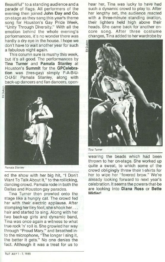 tinaturner's tweet image. Tina Turner performed on this day in 1983 at Houston Pride. 🏳️🌈
Photos Courtesy of the Botts Collection.