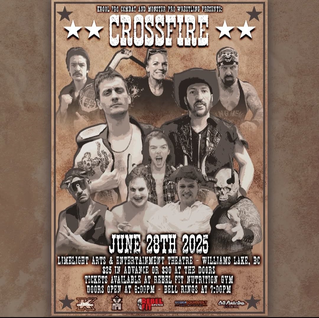 ProWrestlingHub (@prowrestlehub) on Twitter photo Krool Pro Wrestling and <a href="/MPWWRESTLING/">MonsterProWrestling</a> are coming together and visiting Williams Lake as they co-host Crossfire! π₯
π
Saturday, June 28th
π 7pm
πLimelight Art & Entertainment Centre
π facebook.com/events/s/crossβ¦
#supportindywrestling #prowrestling #pnwwrestling Krool Pro Wrestling and <a href="/MPWWRESTLING/">MonsterProWrestling</a> are coming together and visiting Williams Lake as they co-host Crossfire! π₯
π
Saturday, June 28th
π 7pm
πLimelight Art & Entertainment Centre
π facebook.com/events/s/crossβ¦
#supportindywrestling #prowrestling #pnwwrestling