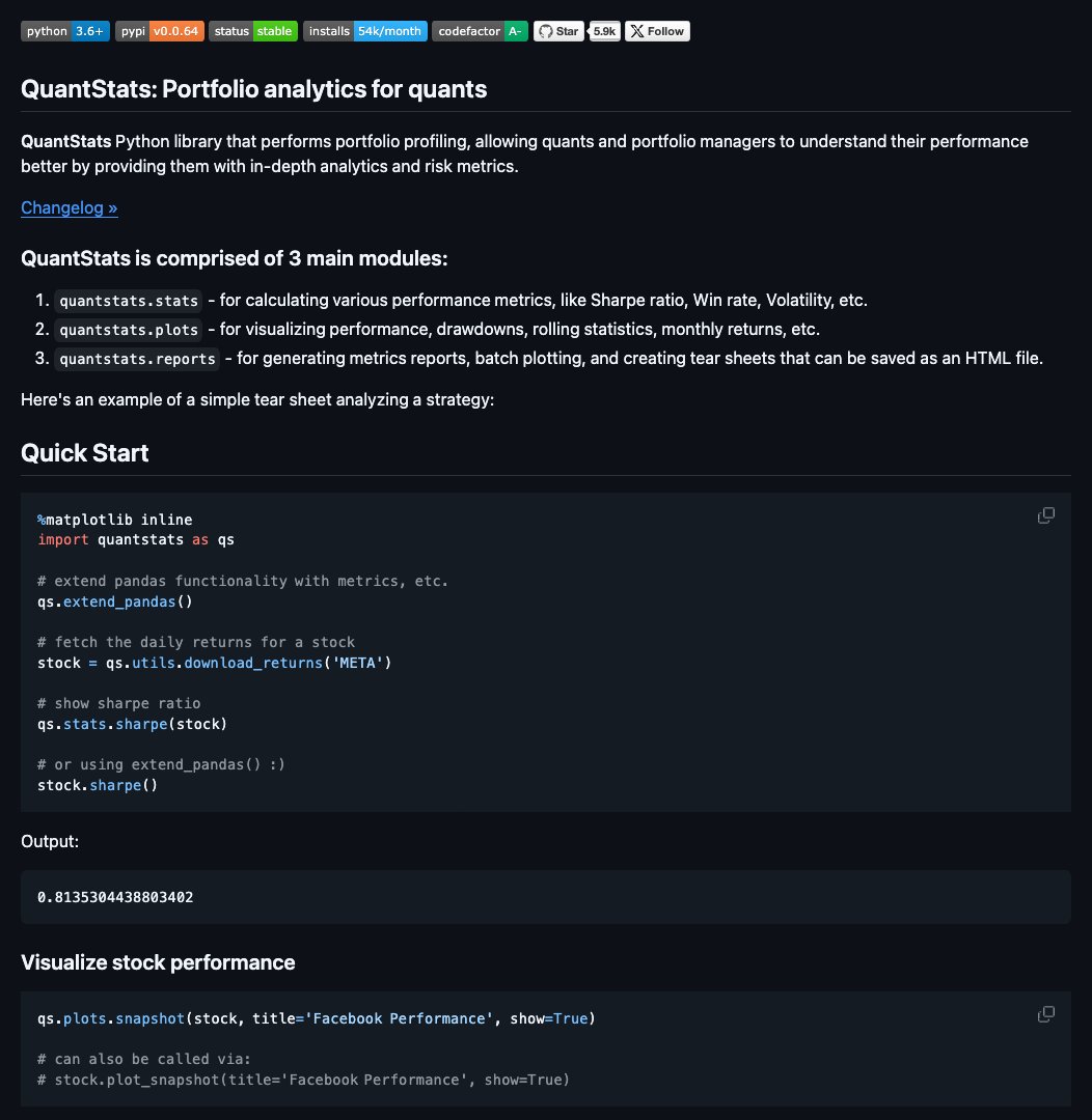 D4Vinci1's tweet image. quantstats by @aroussi
Introducing QuantStats: Powerful portfolio analytics for quants, providing Sharpe ratio, visualization tools, and customizable reports. #QuantitativeFinance #PortfolioAnalytics #PythonLibrary