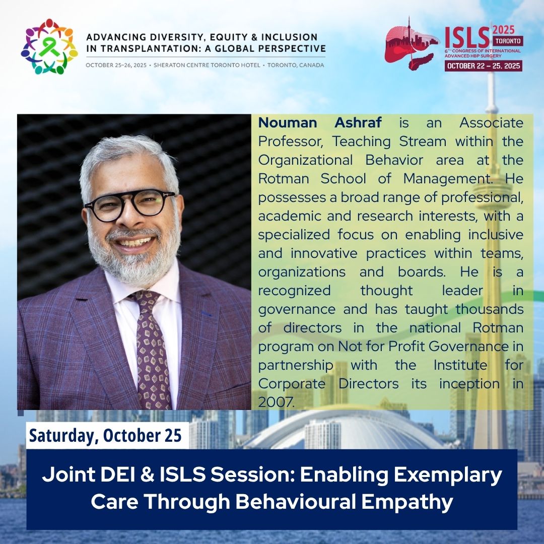 DEI in Transplant (@deiintransplant) on Twitter photo Don't miss the #DEIinTransplant2025 & <a href="/ISLSCongress/">ISLSCongress</a> Joint Session with Keynote Speaker Dr. <a href="/S_Nouman_Ashraf/">Nouman Ashraf</a> on "Enabling Exemplary Care Through Behavioural Empathy."
๐๏ธ Oct 25, 2025.
#InclusionMatters #EquityInHealthcare #Leadership #Innovation Don't miss the #DEIinTransplant2025 & <a href="/ISLSCongress/">ISLSCongress</a> Joint Session with Keynote Speaker Dr. <a href="/S_Nouman_Ashraf/">Nouman Ashraf</a> on "Enabling Exemplary Care Through Behavioural Empathy."
๐๏ธ Oct 25, 2025.
#InclusionMatters #EquityInHealthcare #Leadership #Innovation