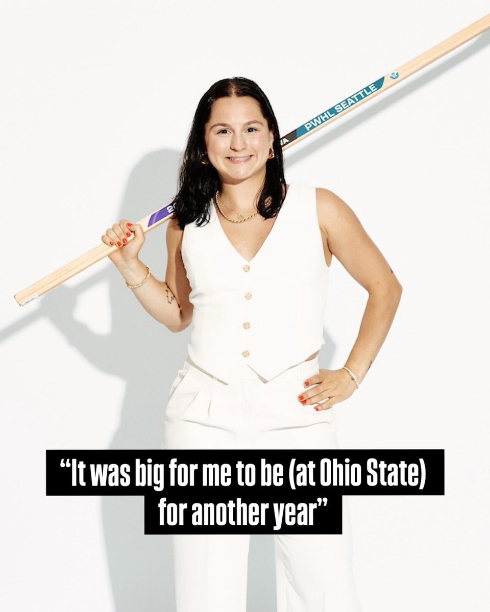 OhioStateWHKY's tweet image. .@thepwhlofficial players are #DevelopedHere 🤝

@PWHL__Seattle’s first draft pick @jennabuglioni on why she chose to return for a fifth season 🗣️

#GoBucks