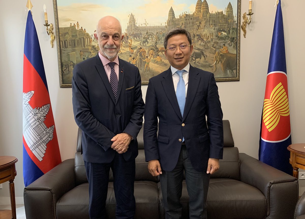 RV avec S.Exc DavidLuy ambassadeur du #Cambodge en France <a href="/mfa_ic/">David Luy</a>. Actualités: Sommet Océan, relations avec #Thaïlande. Informations:création #AIAI,école HM SiemReap.Projets 2026:Sommet #Francophonie,60ème anniversaire discours PhnomPenh du #GldeGaulle, intelligence artificielle.