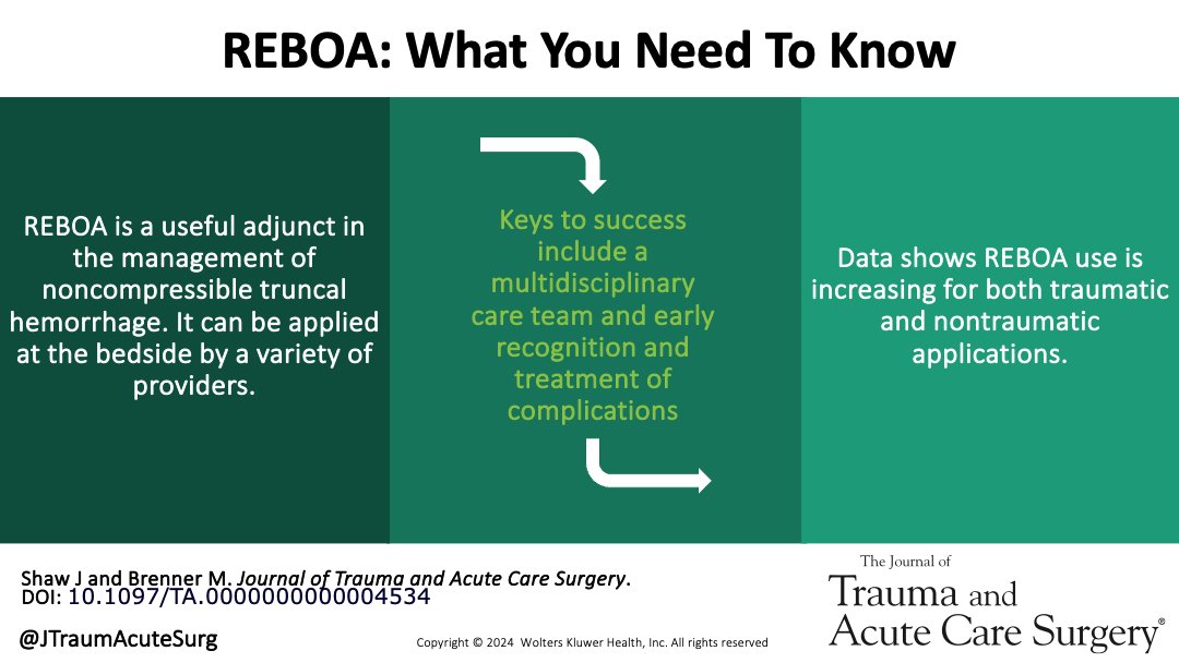 Journal of Trauma and Acute Care Surgery (@jtraumacutesurg) on Twitter photo REBOA is a useful adjunct for treatment of noncompressible truncal hemorrhage. This review article summarizes the technique, indications, and controversies of REBOA for the acute care surgeon.
journals.lww.com/jtrauma/fullte… REBOA is a useful adjunct for treatment of noncompressible truncal hemorrhage. This review article summarizes the technique, indications, and controversies of REBOA for the acute care surgeon.
journals.lww.com/jtrauma/fullte…