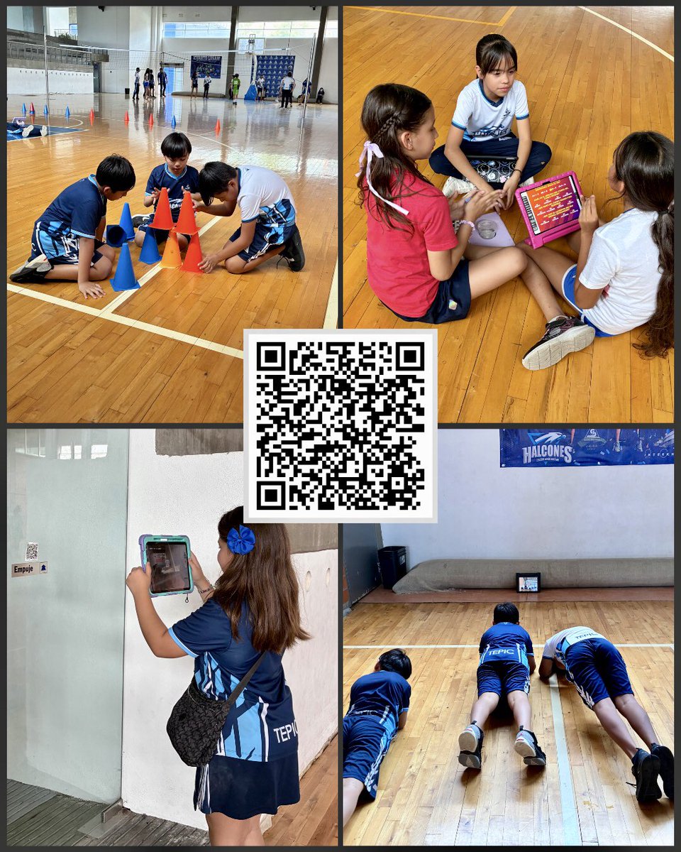 Aventura QR. En esta actividad, promovimos la actividad física, el trabajo en equipo y el aprendizaje interactivo usando iPads. Los estudiantes realizaron retos físicos y educativos escaneando códigos QR. #appleteacher #SomosCSB