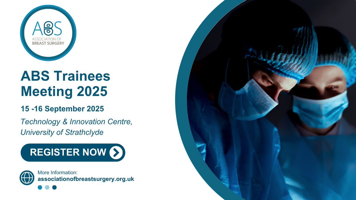 📢 Calling all #SurgicalTrainees! Join us at the ABS Trainees Meeting 2025 for 2 days of learning, networking, and career-boosting opportunities in #BreastSurgery. 
📅 Save the date: 15 - 16 September 2025 
🔗 Register now: buff.ly/GpUqejJ 
#SurgicalTraining