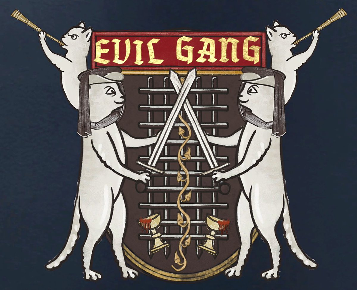 fatalisjester's tweet photo. Evil gang coat of arms #evilgang #newevil if you saw me post this twice, no you didn't. https://t.co/3M7OGCMGo2