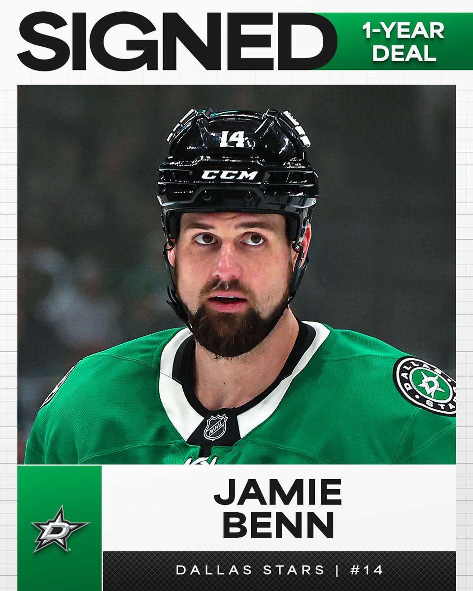 NHL (@nhl) on Twitter photo THE CAPTAIN'S BACK ⭐
Jamie Benn has re-upped with the <a href="/DallasStars/">Dallas Stars</a> for another year! THE CAPTAIN'S BACK ⭐
Jamie Benn has re-upped with the <a href="/DallasStars/">Dallas Stars</a> for another year!