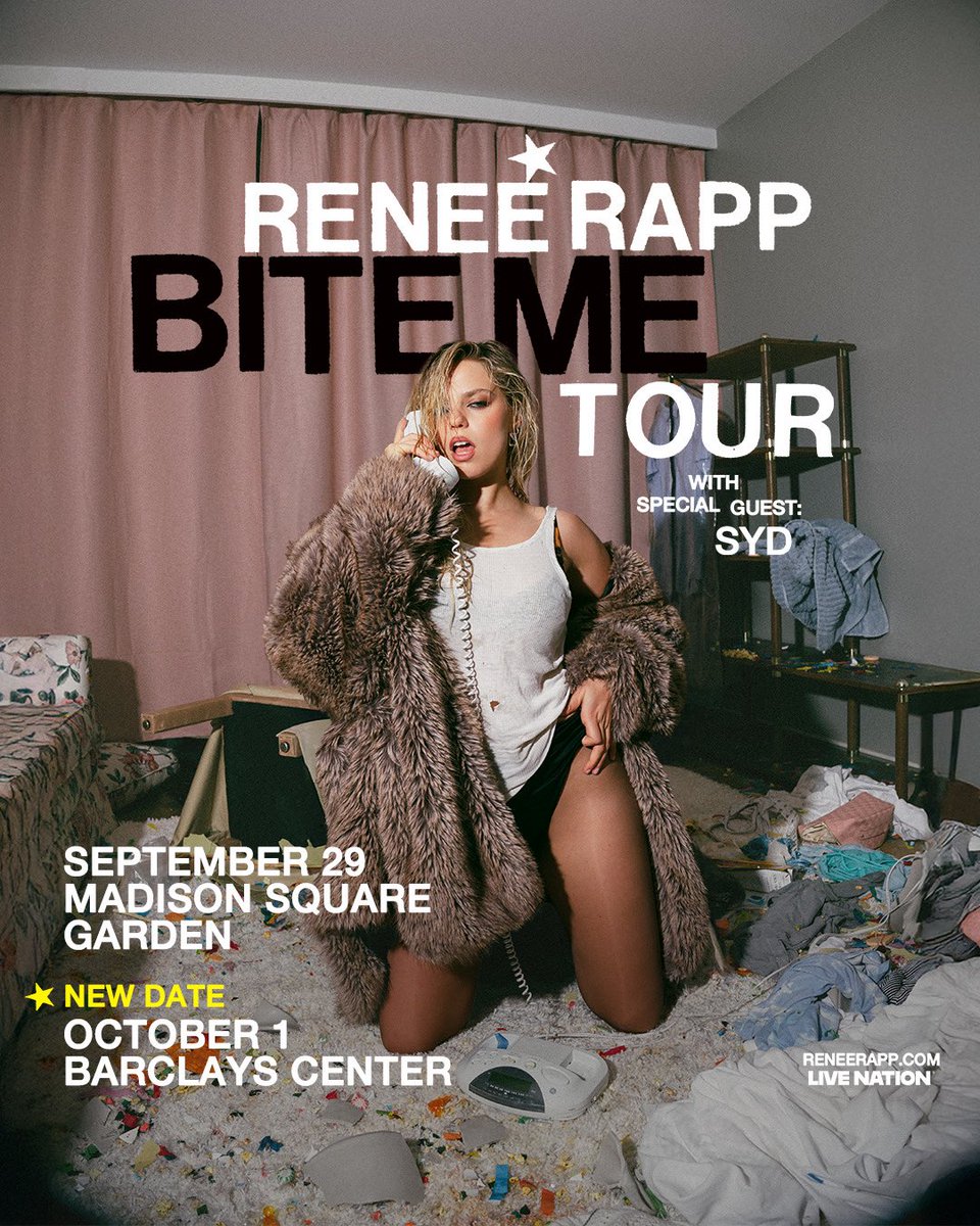 reneerapp's tweet image. second date added in NY! if you signed up for presale for MSG, you will automatically be able to shop for Barclays too
NY tickets go on sale to the public tomorrow at 10am ET reneerapp.com/tour