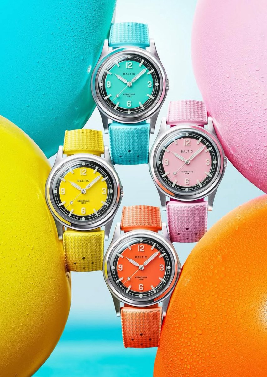 secondemorte's tweet photo. Nouvelles Baltic Hermétiques ! 

Parfaites pour l’été, des couleurs pastels sur des cadrans facilement lisibles dans un boîtier acier 37mm à couronne intégrée.

A l’intérieur, un mouvement automatique Miyota, le tout pour 550€ ⛱️ https://t.co/rVnzjp0h1X