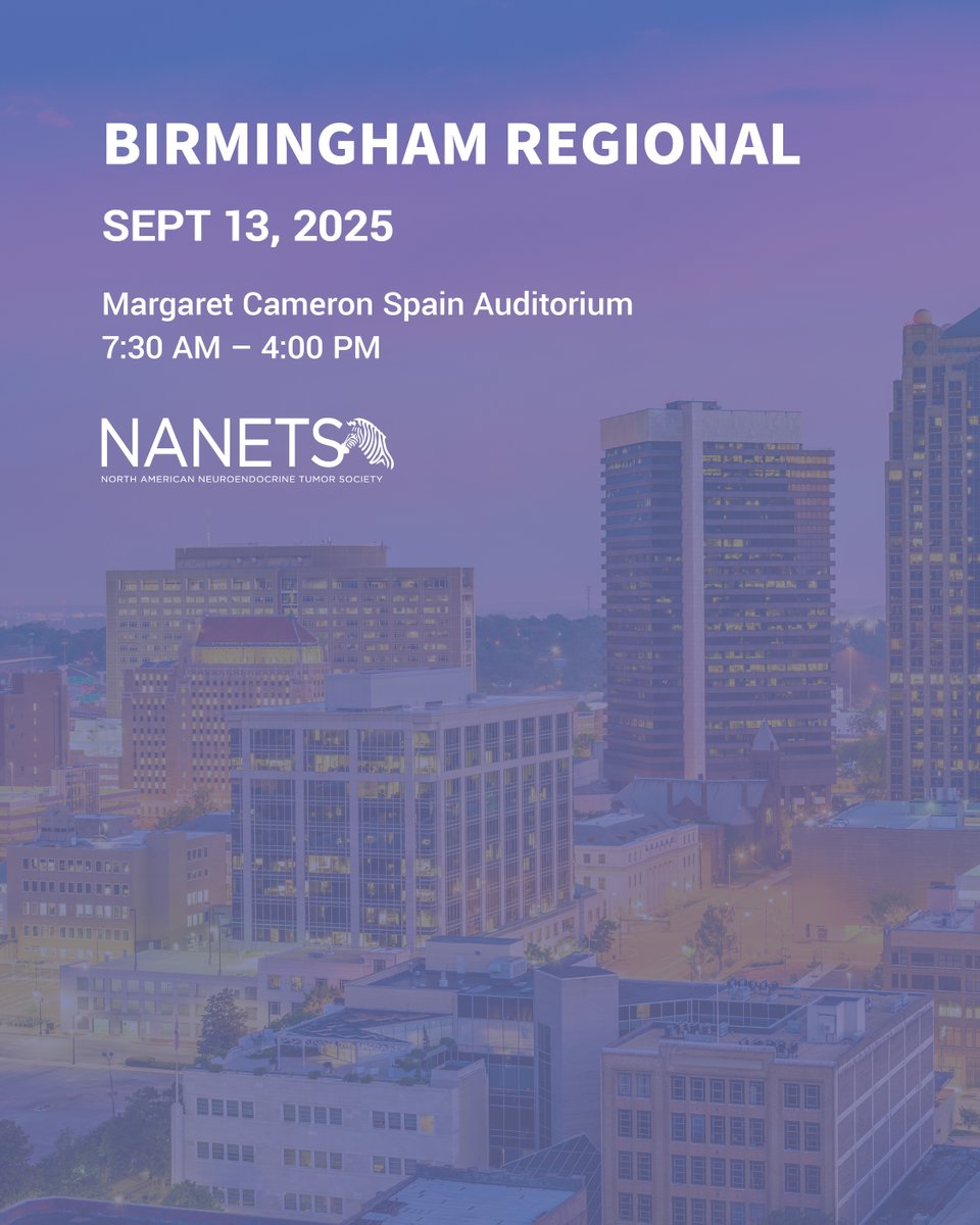 NANETS1's tweet image. Join us in Birmingham, AL on September 13 for a NET Regional Conference! Learn more: nanets.net/education/regi…
#NETCare #MedicalEducation #NETRegional #NANETS