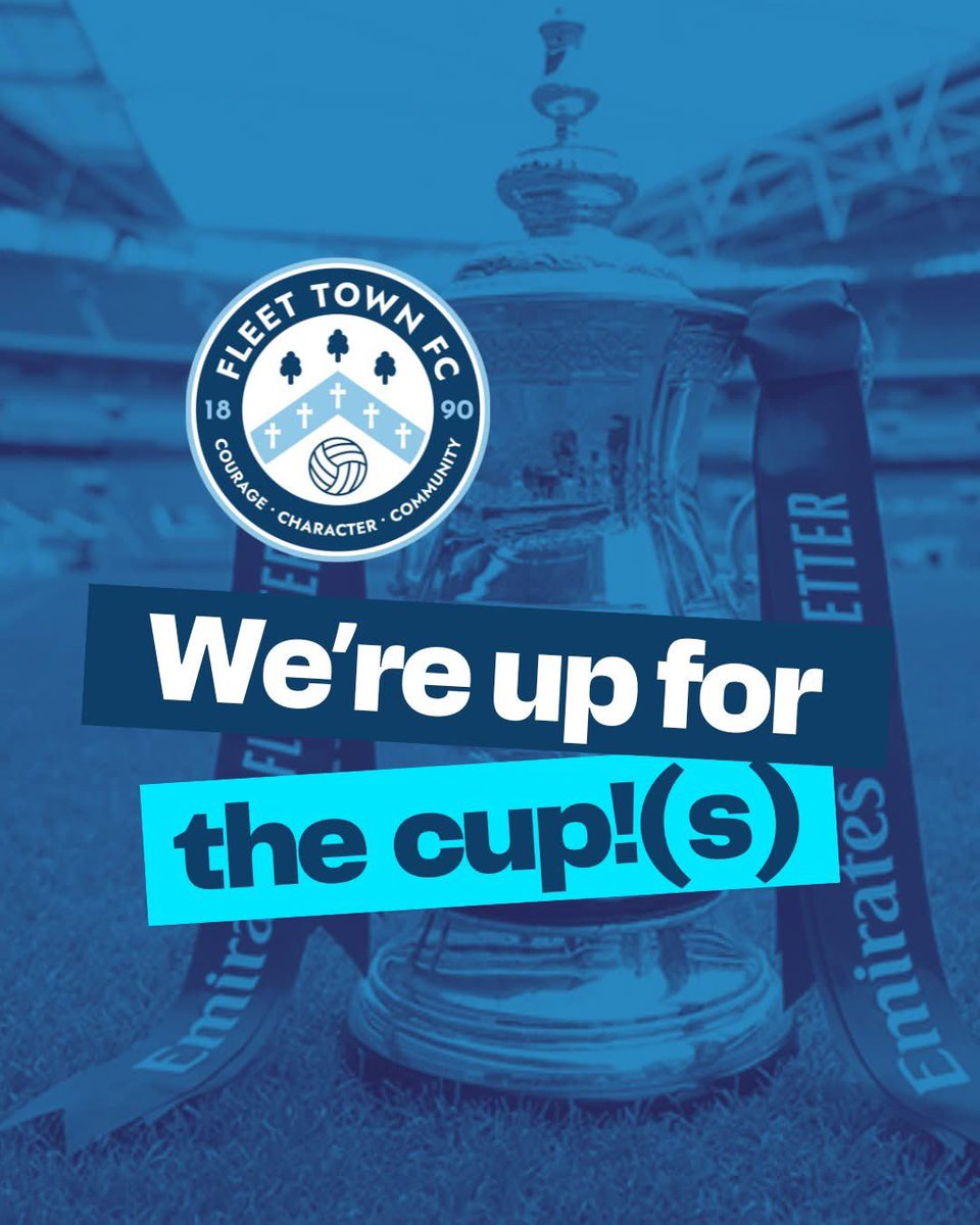 We are proud to confirm our entry into this years national cup competitions 🏆

- Emirates FA Cup
- Isuzu FA Vase
- FA Youth Cup 

We look forward to the draws next Friday 🤝