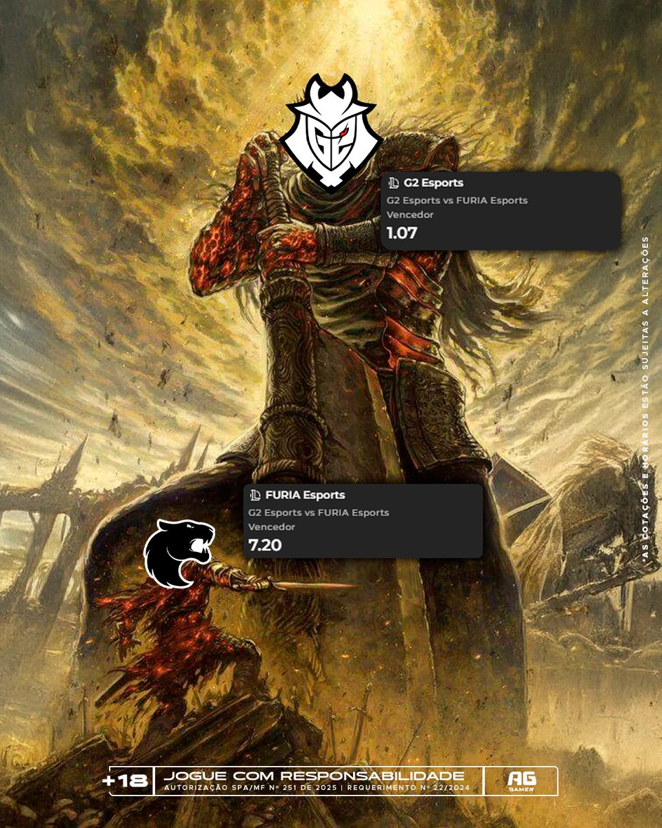 David contra Golias? Ou só mais um dia no tier 1?

As odds não mentem: a G2 chega como favorita esmagadora.
Mas será que a FURIA tem o que é preciso pra desafiar os deuses?

👊 Odd de 7.20 — vale a ousadia?
🎮  <a href="/apostaganhabet_/">Apostaganha.bet.br</a> 

+18 | Jogue com responsabilidade