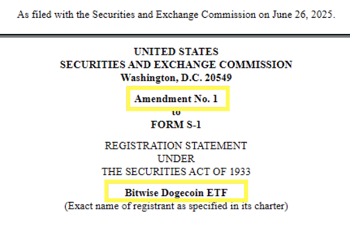 🚨 BREAKING: <a href="/BitwiseInvest/">Bitwise</a> has filed amended S-1s for spot <a href="/dogecoin/">Dogecoin</a> and spot <a href="/Aptos/">Aptos</a> ETFs, per <a href="/EricBalchunas/">Eric Balchunas</a>

Is the meme coin ETF era about to begin?

#Dogecoin #Aptos #ETFs #Crypto #Bitwise