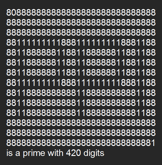 <a href="/elonmusk/">Elon Musk</a> Another prime number with 420 digits detected! 😎

<a href="/elonmusk/">Elon Musk</a> <a href="/grok/">Grok</a> <a href="/PawPower_Invest/">PawPower Invest (PPI)😼🚀🌖</a>