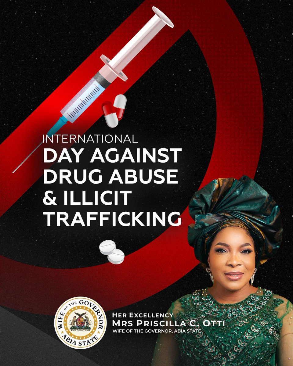 PriscillaOtti's tweet image. On this significant day, let's remember that prevention starts with education, support lies in love, and recovery is possible with hope. Let's work together to protect our children, support those in need, and build a drug-free Abia.