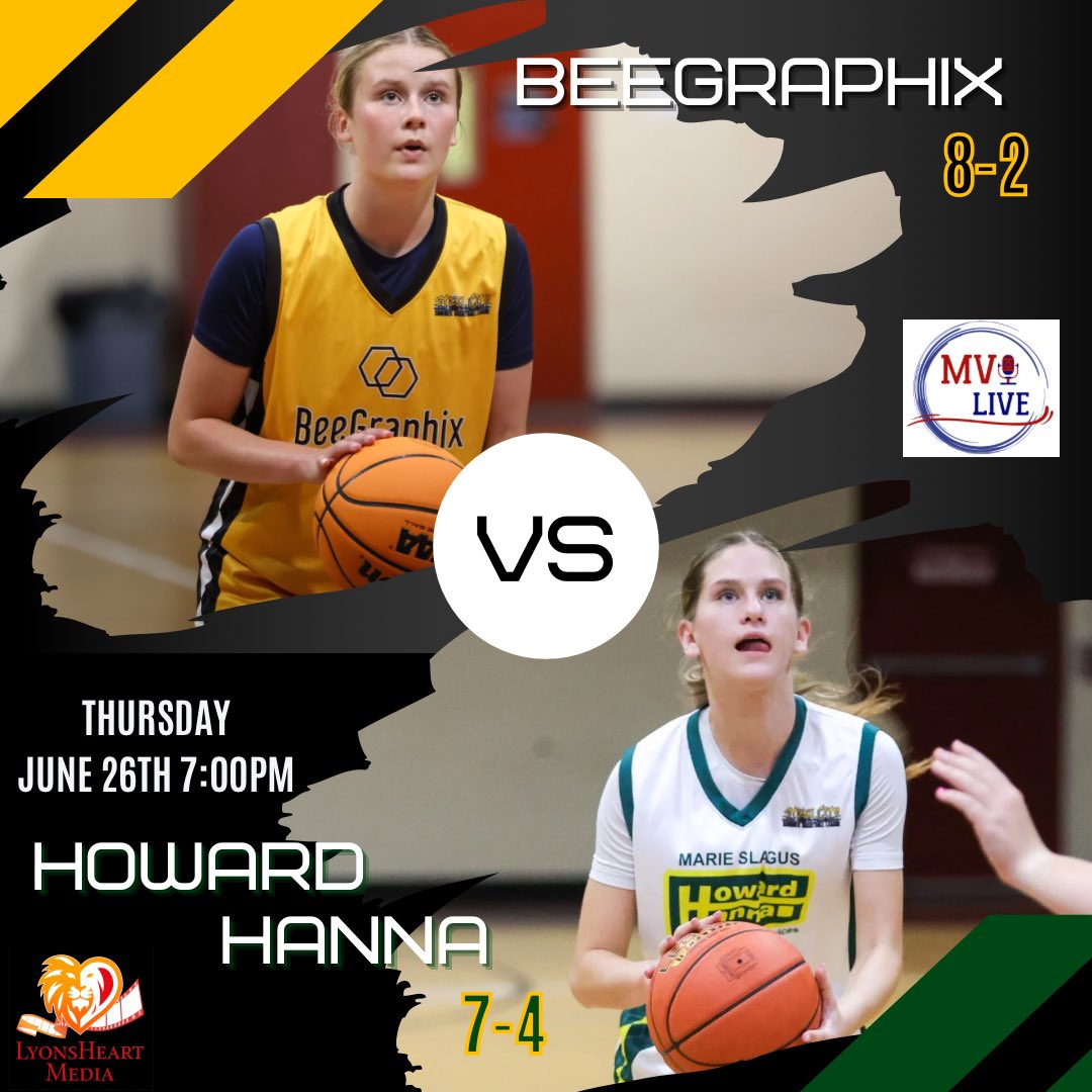MVI Live (@live_mvi) on Twitter photo Its Semifinal time in the Steel City SBL tonight on MVI Live as we set our championship matchup
🏀: BeeGraphix 🆚 Howard Hanna
📍Court Time
🕖7:00 PM
🎙 <a href="/ALyons2631/">Alex Lyons</a>
💻 youtube.com/live/DEzULGz4T… Its Semifinal time in the Steel City SBL tonight on MVI Live as we set our championship matchup
🏀: BeeGraphix 🆚 Howard Hanna
📍Court Time
🕖7:00 PM
🎙 <a href="/ALyons2631/">Alex Lyons</a>
💻 youtube.com/live/DEzULGz4T…