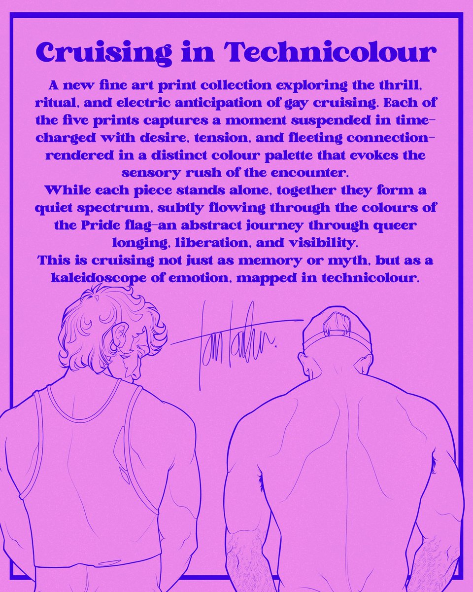 My new print drop “Cruising in Technicolour” is live now for 10 days only! I absolutely loved creating this collection for pride! Signed and numbered editions of 69 because I thought that was funny 🙄