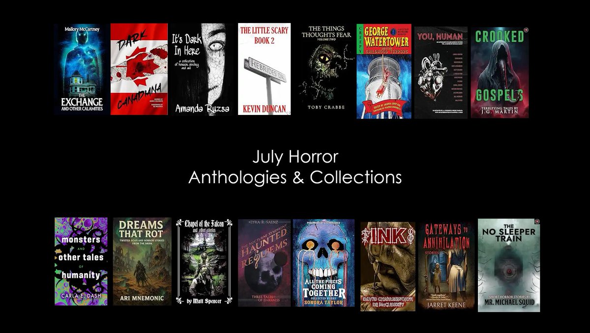 Jack Finn (@therealjackfinn) on Twitter photo July has an incredible line up on new #horror #anthologies and collections.
The Exchange & Other Calamities – Mallory McCartney
Dark Canadiana - James Seamone
It's Dark in Here - Amanda Ruzsa <a href="/b00kwh0re23/">Amanda Ruzsa</a>
The Little Scary Book 2 -Kevin Duncan
George Watertower & other July has an incredible line up on new #horror #anthologies and collections.
The Exchange & Other Calamities – Mallory McCartney
Dark Canadiana - James Seamone
It's Dark in Here - Amanda Ruzsa <a href="/b00kwh0re23/">Amanda Ruzsa</a>
The Little Scary Book 2 -Kevin Duncan
George Watertower & other
