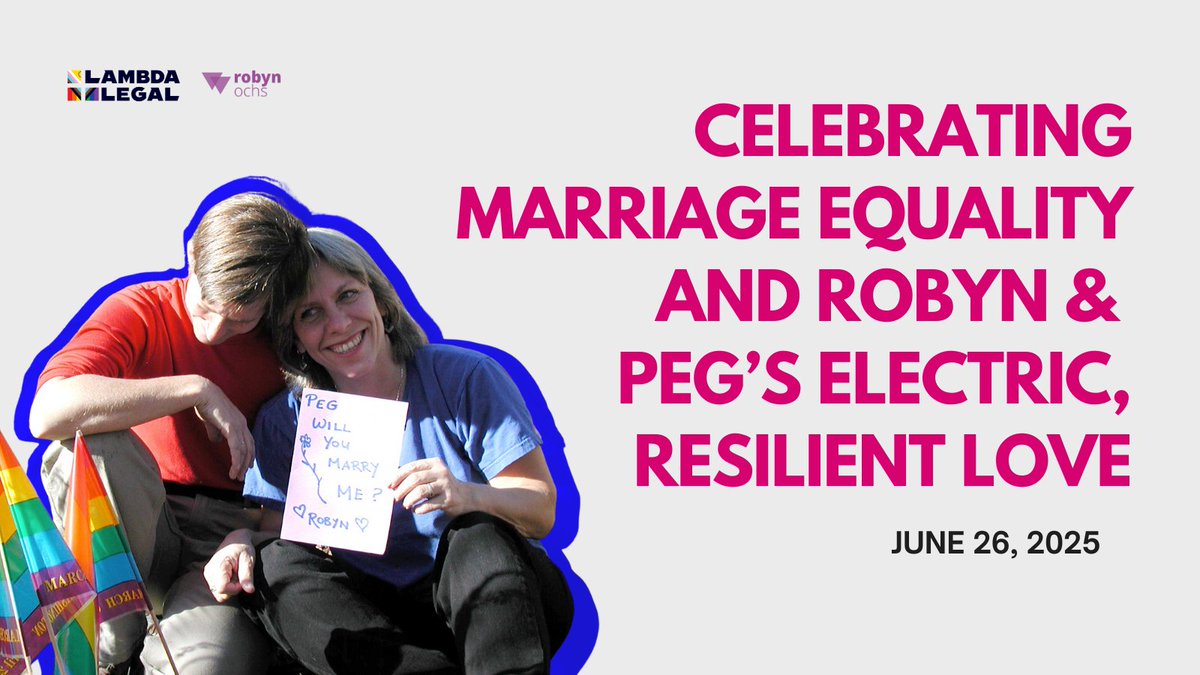 Robyn Ochs ๐๐๐ (@robynochs) on Twitter photo Ten years ago today, Obergefell v. Hodges affirmed marriage equality nationwide! To mark this historic anniversary, <a href="/LambdaLegal/">Lambda Legal</a> shared a beautiful piece about my wife Peg and me.
You can read the full article here: lambdalegal.org/blogs/us_20250โฆ Ten years ago today, Obergefell v. Hodges affirmed marriage equality nationwide! To mark this historic anniversary, <a href="/LambdaLegal/">Lambda Legal</a> shared a beautiful piece about my wife Peg and me.
You can read the full article here: lambdalegal.org/blogs/us_20250โฆ