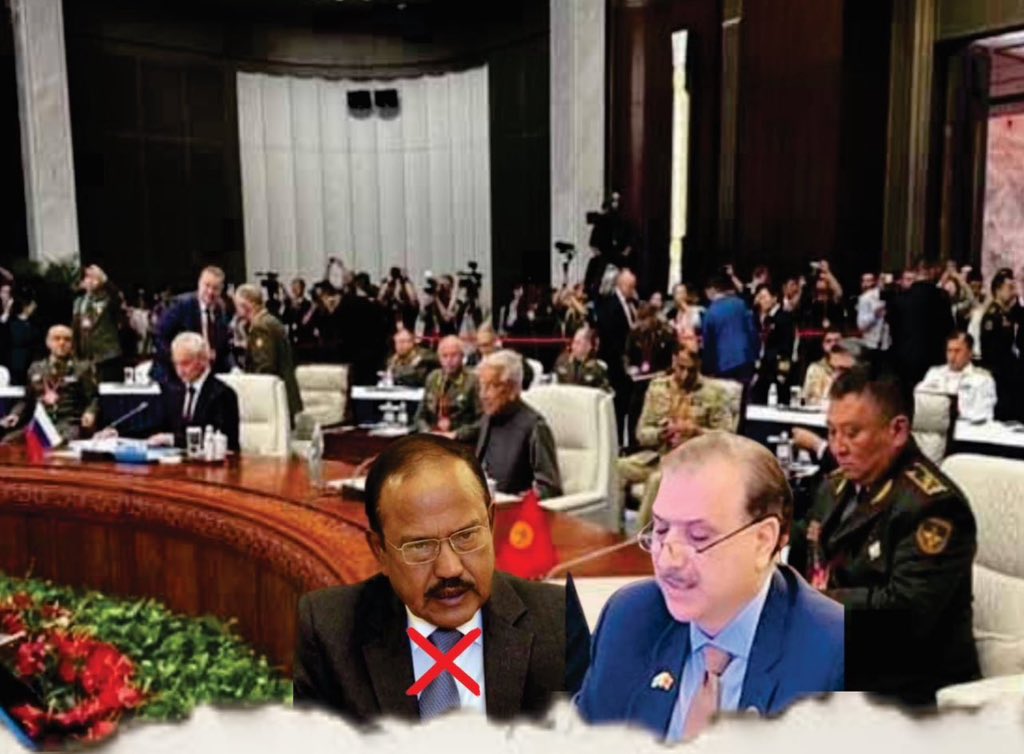 SayasiTeam's tweet photo. Ajit Doval faces major embarrassment at #SCO none of his points made it to the communiqué, while Pakistan’s NSA speech was fully adopted. From Tharoor to Doval India’s global show keeps flopping. Noise online, silence on the ground. 🇮🇳📉 #DiplomaticFail
#Dewtee https://t.co/zrigA0ywZU