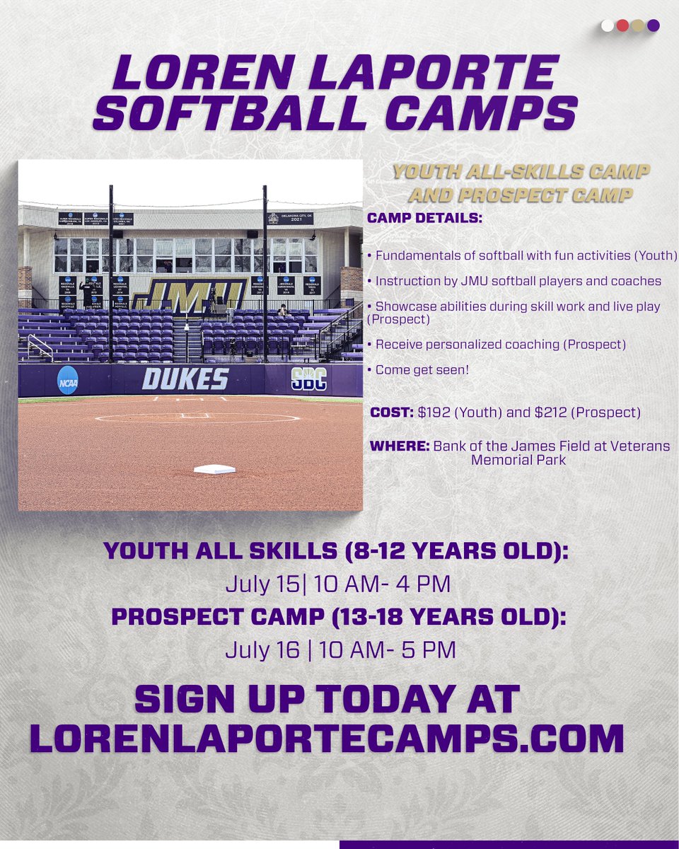 Missed us in June? Don't worry there's more 😎

Register now for our July camps, can't wait to see you there!

ℹ️ lorenlaportecamps.com

#GoDukes