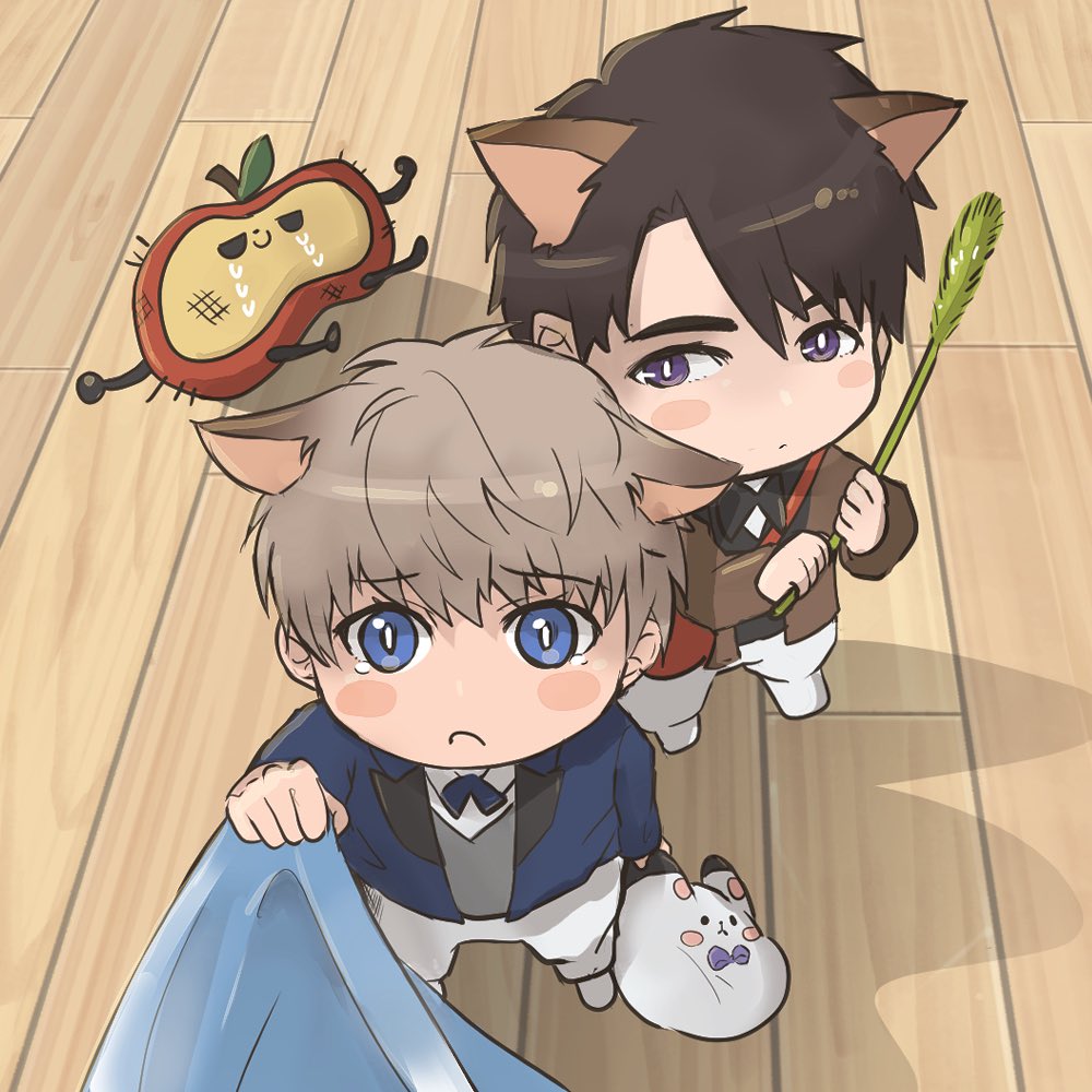 仕事に行くだけなのに今生の別れのような顔をするうさにゃんとついていく気満々のがおにゃん